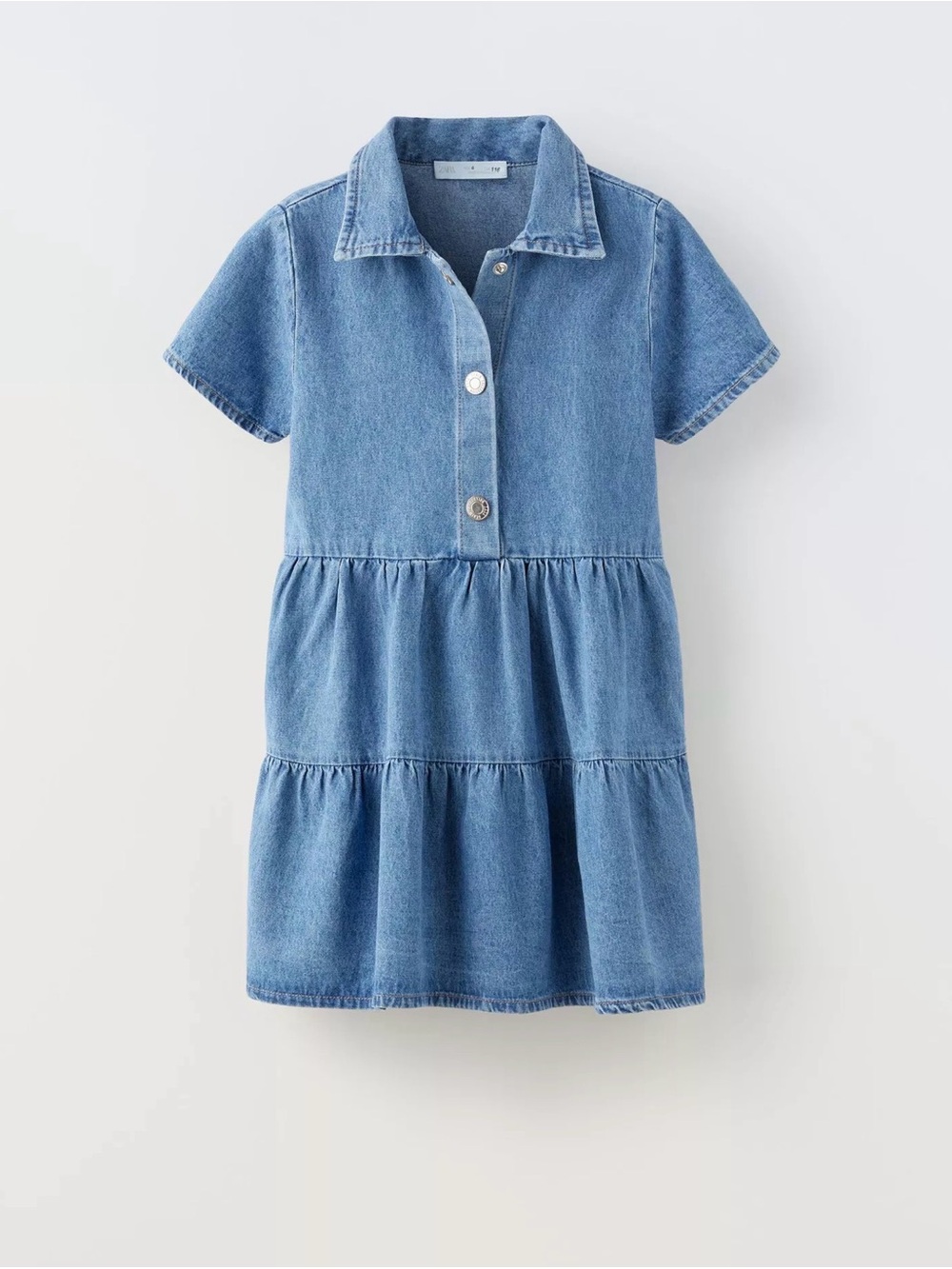 Zara Girls Denim Dress Blue Chambray snap Front Size 7